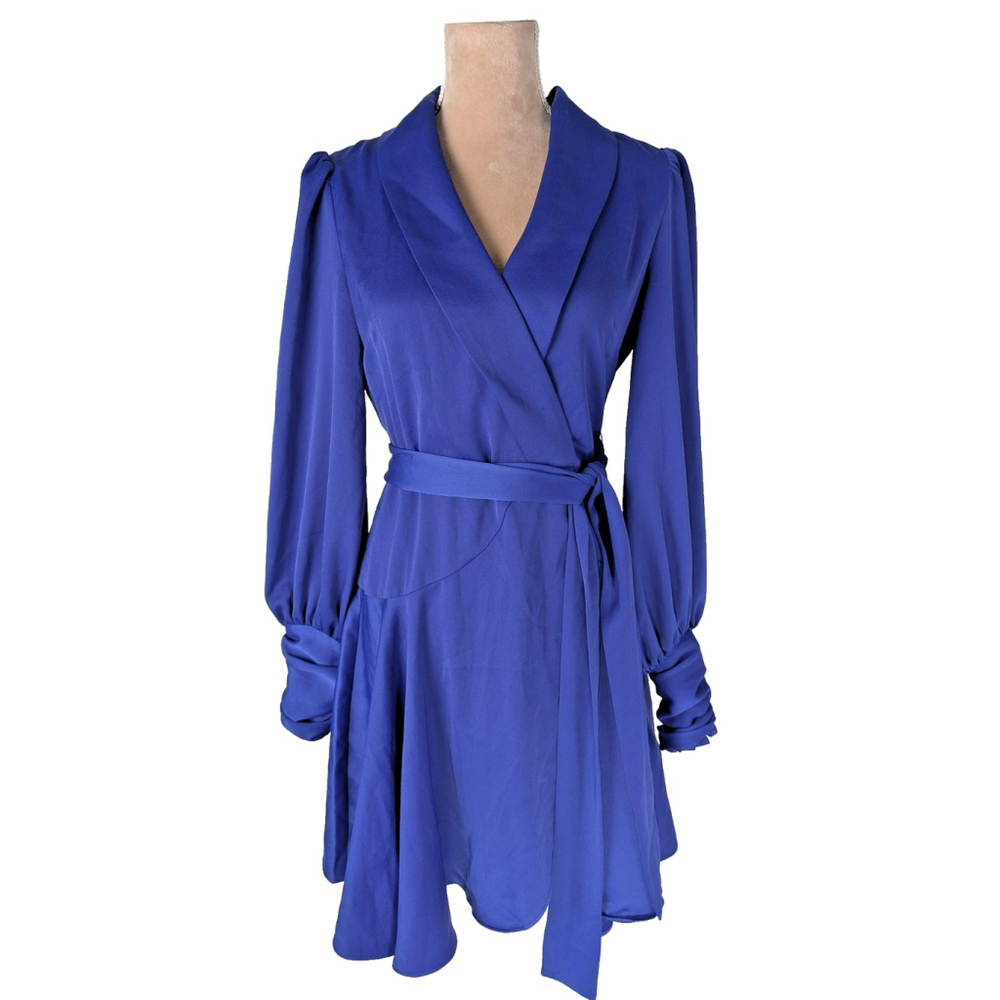 Alexia Admor Phoebe Wrap Dress Lapis Blue Size 4 Elegant Classic Quiet Luxury